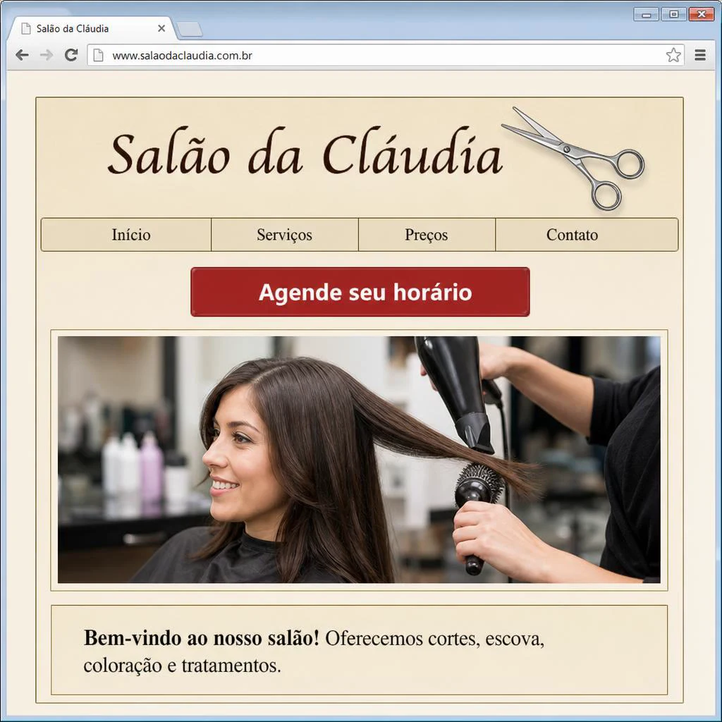 Prévia de site sem acabamento profissional